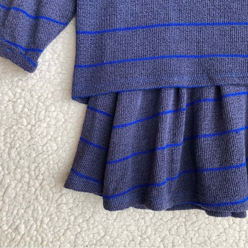 Anthropologie Postmark Latitudes navy royal blue striped peplum top sweater XS - Picture 7 of 16